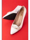 Gondol Kadın Hakiki Deri Stiletto Ayakkabı ast.6201 Beyaz