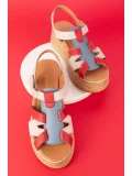 Gondol Kadın Hakiki Deri Platform Tabanlı Sandalet mlk.5204 Mavi