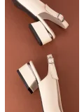 Gondol Hakiki Deri Kısa Topuklu Ayakkabı vdt.08 Bej