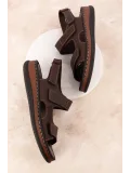 Gondol Unisex Hakiki Deri Cırtlı Ayarlanabilir Rahat Sandalet hkm.31 Kahverengi