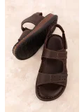 Gondol Unisex Hakiki Deri Cırtlı Ayarlanabilir Rahat Sandalet hkm.31 Kahverengi