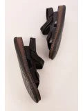 Gondol Unisex Hakiki Deri Cırtlı Ayarlanabilir Rahat Sandalet hkm.31 Siyah