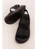 Gondol Unisex Hakiki Deri Cırtlı Ayarlanabilir Rahat Sandalet hkm.31 Siyah