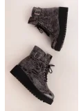 Gondol Kadın Hakiki Deri Dolgu Topuklu Hafif Bot ast.8525 Siyah Croco