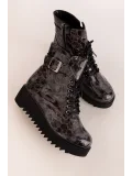 Gondol Kadın Hakiki Deri Dolgu Topuklu Hafif Bot ast.8525 Siyah Croco