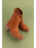 Gondol Kadın Hakiki Deri Western  Bot anl.2871 Taba Süet