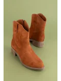 Gondol Kadın Hakiki Deri Western  Bot anl.2871 Taba Süet