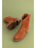 Gondol Kadın Hakiki Deri Western  Bot anl.2871 Taba Süet