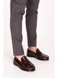 Gondol Erkek Hakiki Deri Kösele Loafer Ayakkabı ny.005 Bordo Rugan