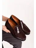 Gondol Erkek Hakiki Deri Kösele Loafer Ayakkabı ny.005 Bordo Rugan