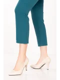 Gondol Hakiki Deri Stiletto-vdt.25 Krem