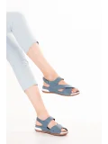 Gondol Kadın Hakiki Deri Anatomik Taban Sandalet iz.4601 Mavi