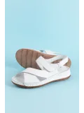 Gondol Kadın Hakiki Deri Anatomik Taban Sandalet iz.4601 Beyaz