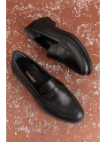 Gondol Hakiki Deri Kadın Klasik Loafer md.236 Siyah