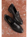 Gondol Hakiki Deri Kadın Klasik Loafer md.236 Siyah