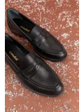 Gondol Hakiki Deri Kadın Klasik Loafer md.236 Siyah