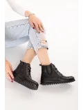 Gondol Hakiki Deri Kaymaz Taban Rahat Günlük Şık Bot mlk.5087 Siyah