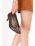 Gondol Hakiki Deri  Orta  Boy Topuk Stiletto-vdt.23 Kahverengi