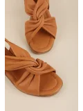 Gondol Hakiki Deri Topuklu Klasik Günlük Sandalet ez.2213ms Taba