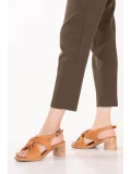 Gondol Hakiki Deri Topuklu Klasik Günlük Sandalet ez.2213ms Taba