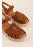 Gondol Hakiki Deri Rahat Günlük Sandalet rh.452 Taba Süet