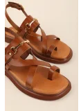 Gondol Hakiki Deri Vaketa Parmak Arası Sandalet crm.501  Taba