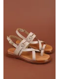Gondol Hakiki Deri Vaketa Parmak Arası Sandalet crm.501  Vizon