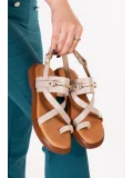 Gondol Hakiki Deri Vaketa Parmak Arası Sandalet crm.501  Vizon