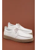 Gondol Erkek Hakiki Deri Casual Derby Ayakkabı (Moc-Toe) cz.102 Beyaz