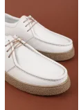 Gondol Erkek Hakiki Deri Casual Derby Ayakkabı (Moc-Toe) cz.102 Beyaz