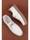 Gondol Erkek Hakiki Deri Casual Derby Ayakkabı (Moc-Toe) cz.102 Beyaz