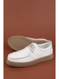 Gondol Erkek Hakiki Deri Casual Derby Ayakkabı (Moc-Toe) cz.102 Beyaz