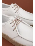 Gondol Erkek Hakiki Deri Casual Derby Ayakkabı (Moc-Toe) cz.102 Beyaz