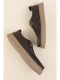 Gondol Erkek Hakiki Deri Casual Derby Ayakkabı (Moc-Toe) cz.102 Kahverengi