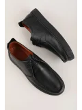 Gondol Erkek Hakiki Deri Casual Derby Ayakkabı (Moc-Toe) cz.102 Siyah