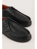Gondol Erkek Hakiki Deri Casual Derby Ayakkabı (Moc-Toe) cz.102 Siyah