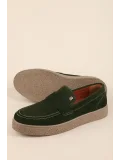 Gondol Erkek Hakiki Deri Casual Flötr Ayakkabı (Moc-Toe) cz.464 Haki