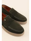 Gondol Erkek Hakiki Deri Casual Flötr Ayakkabı (Moc-Toe) cz.464 Haki