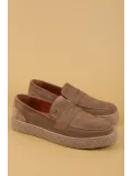Gondol Erkek Hakiki Deri Casual Flötr Ayakkabı (Moc-Toe) cz.464 Kum