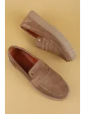Gondol Erkek Hakiki Deri Casual Flötr Ayakkabı (Moc-Toe) cz.464 Kum