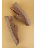 Gondol Erkek Hakiki Deri Casual Flötr Ayakkabı (Moc-Toe) cz.464 Kum