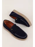 Gondol Erkek Hakiki Deri Casual Flötr Ayakkabı (Moc-Toe) cz.464 Lacivert
