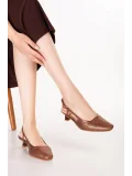 Gondol Kadın Hakiki Deri İnce Stiletto Topuklu Ayakkabı brgl.6136 Bakır