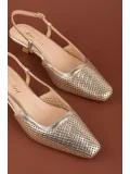 Gondol Kadın Hakiki Deri İnce Stiletto Topuklu Ayakkabı brgl.6136 Gold