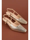 Gondol Kadın Hakiki Deri İnce Stiletto Topuklu Ayakkabı brgl.6136 Gold