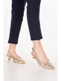 Gondol Kadın Hakiki Deri İnce Stiletto Topuklu Ayakkabı brgl.6136 Gold
