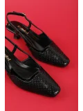 Gondol Kadın Hakiki Deri İnce Stiletto Topuklu Ayakkabı brgl.6136 Siyah Rugan