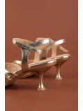 Gondol Kadın Hakiki Deri İnce Stiletto Topuklu Ayakkabı brgl.6159 Gold