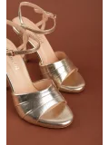 Gondol Kadın Hakiki Deri İnce Stiletto Topuklu Abiye Ayakkabı brgl.4609 Gold