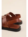 Gondol Erkek Hakiki Deri Günlük Rahat Taban Sandalet hkm.113 Taba